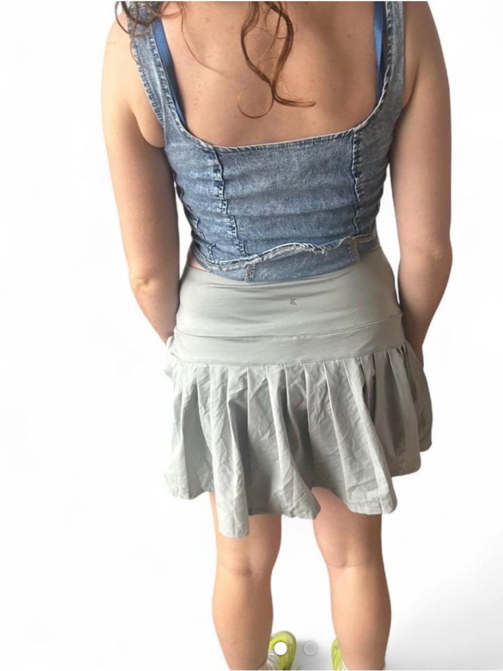 Women's Light Gray Pleated Mini Skirt